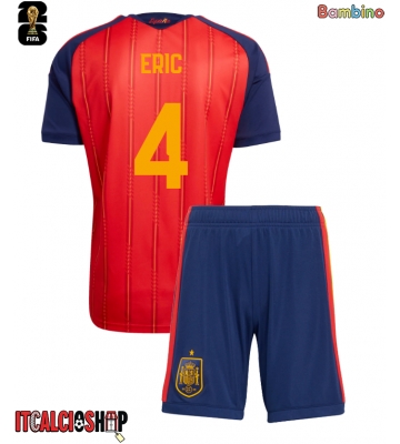 Spagna Eric Garcia #4 Prima Maglia Bambino Mondiali 2026 Manica Corta (+ Pantaloni corti)